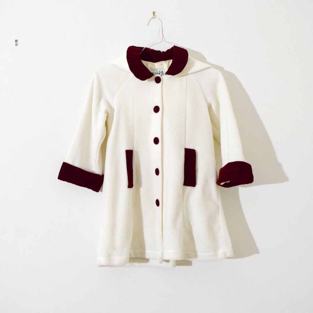 Velvet Lined Fleece Dressy Hooded Pea Coat Jacket